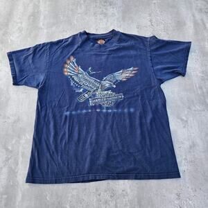 Vintage Harley Davidson Shirt Eagle Size Large Blue